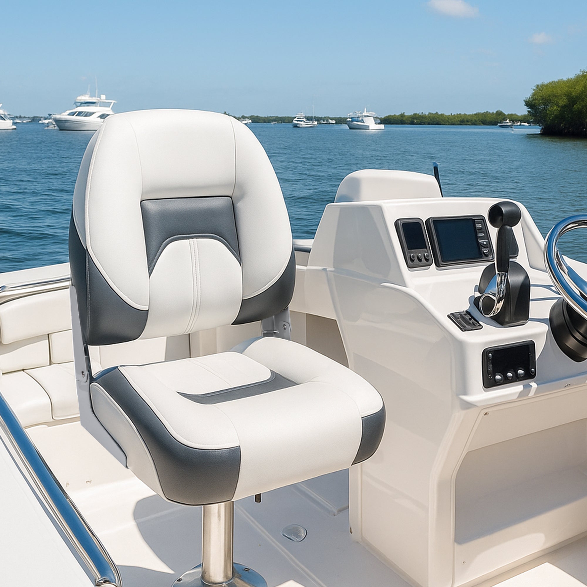 NORTHCAPTAIN Deluxe Low Back Folding Boat Seat,Stainless Steel Screws Included